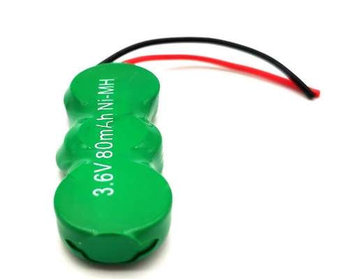 맞춤형 80mAh NiMH 버튼 셀 1.2V 2.4V 3.6V NIMH 재충전 배터리