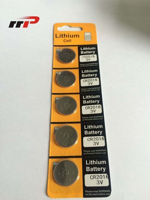 1 차적인 단추 세포 75mAh CR2016 리튬 건전지 3.0V/Li MnO2 물집 카드 동전 건전지